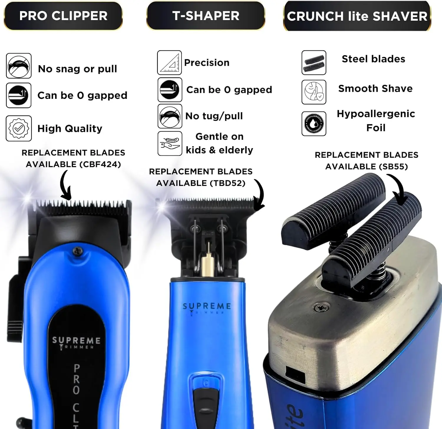 Trimmer 3-in-1 Barber Bundle Hair Clipper, DLC Trimmer & Crunch Lite Foil Shaver Professional Beard Men&rsquo;s Cl