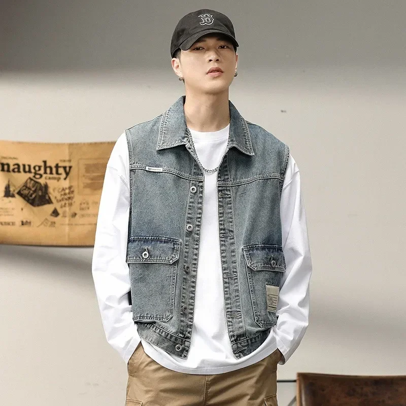 Herren Jeans weste 7xl 6xl 5xl plus Größe schwarz grau im Freien