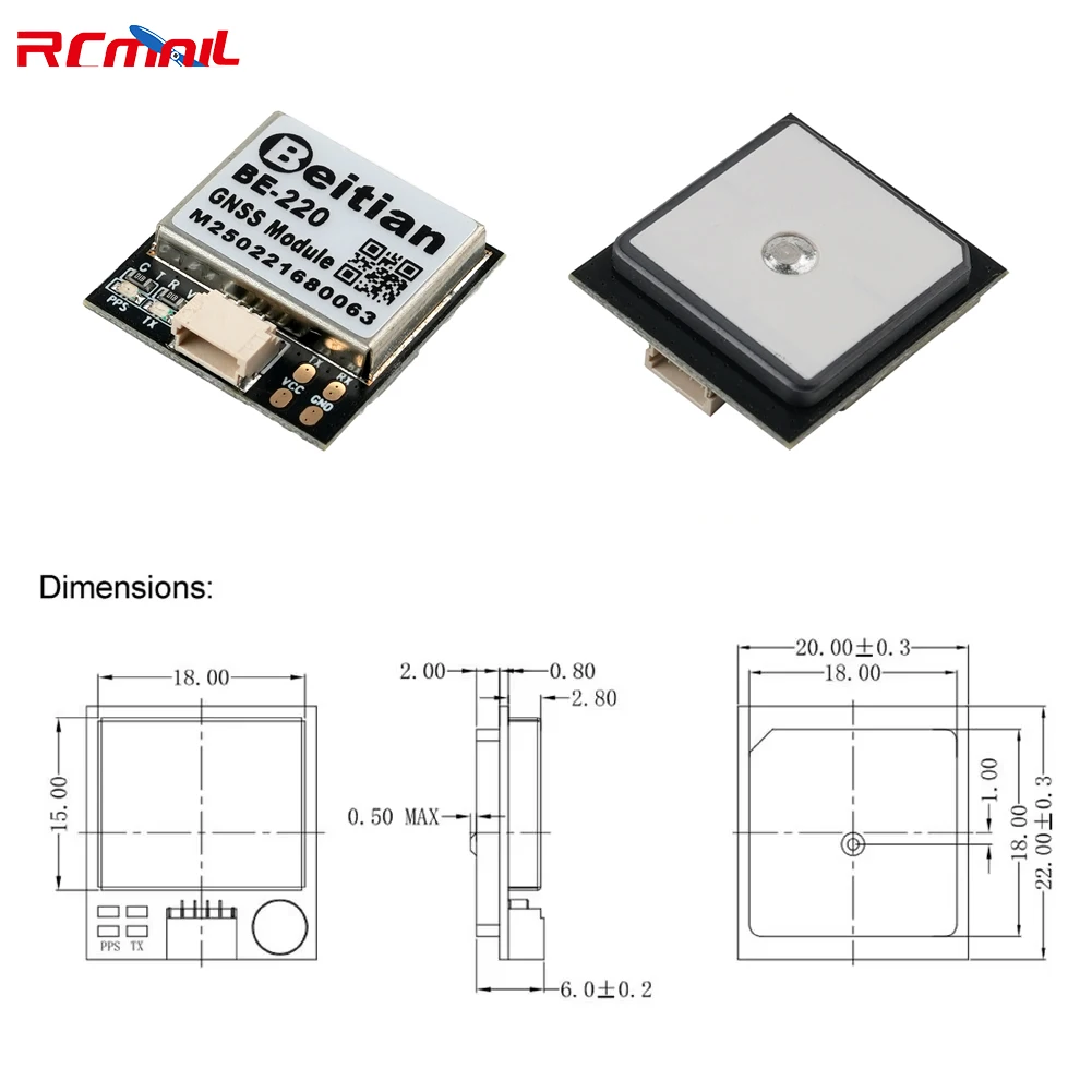5PCS Beitian BE-220 GPS Module M10050 Chip Ultra-low Power GNSS Receiver without CompassFlash for Vehicle Drones