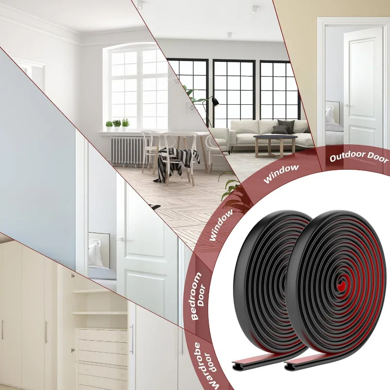 Sealing Strip 1 Piece Security Door Access Door Window TPE Weatherproof Anti-Collision Sound Insulation Self-Adhesive