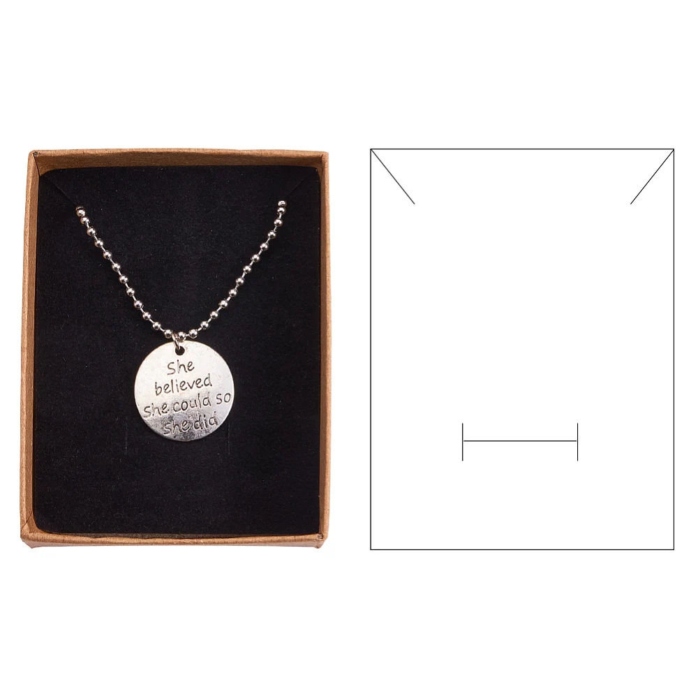 12 Stück Kraftpapier-Schmuckboxen mit Baumwollfüllung und Schaumstoffeinlage, 9x7x3cm Rechteckige Präsentationsbox für Ring-, Halsketten- und Ohrring-Sets – Detail 5
