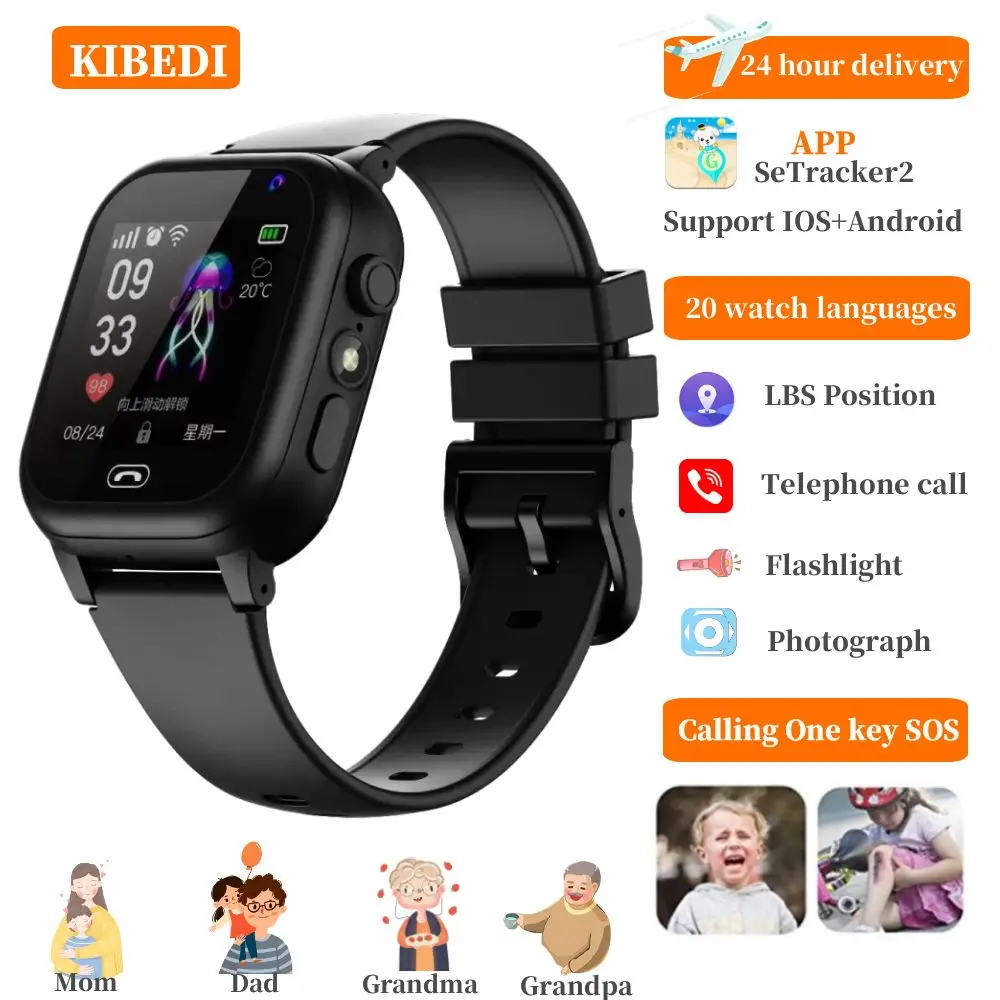 

New in Children's Smart Watch SOS Phone Watch Smartwatch For Kids With Sim Card Photo Waterproof IP67 Kids Gift For IOS Android
