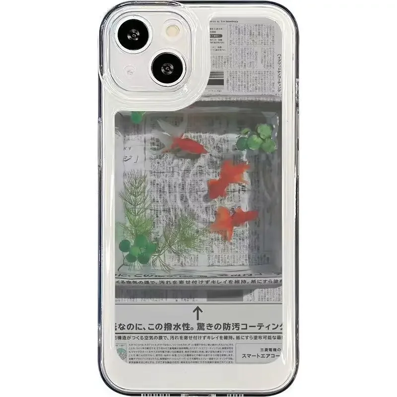 Creative Newspaper Goldfish Y2K Cute Phone Case - Soft Protective Cover in Vibrant Design