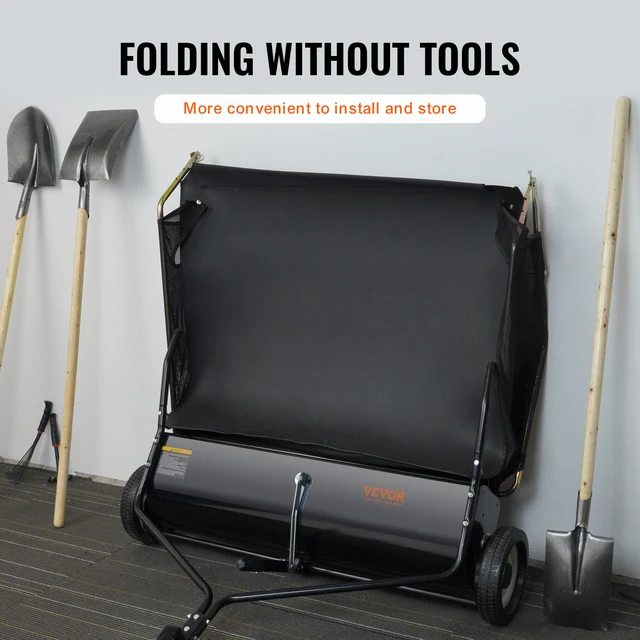 SucceBuy Tow Behind Lawn 21/26/44/50in Sweeper Large Capacity Heavy Duty Leaf & Grass Collector with Adjustable Sweeping 5