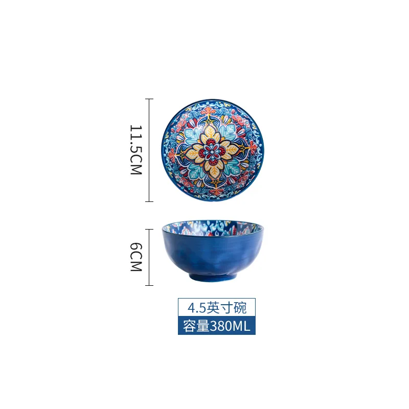 Baroque dish set Creative ceramic tableware Rice rice bowl soup noodles large bowl Household handle Fish plate dish