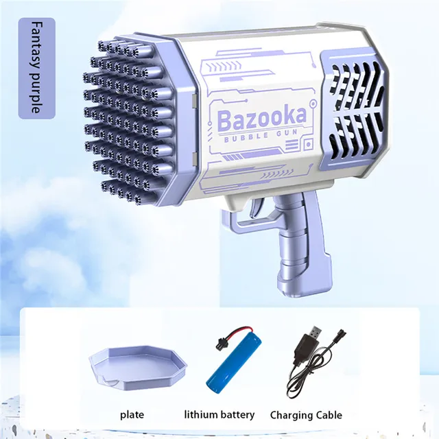 New 69-Hole Bazooka Bubble Machine Toy Electric Soap Water Bubble Machine Summer Outdoor Party Charging Toys For Kids Gifts 6