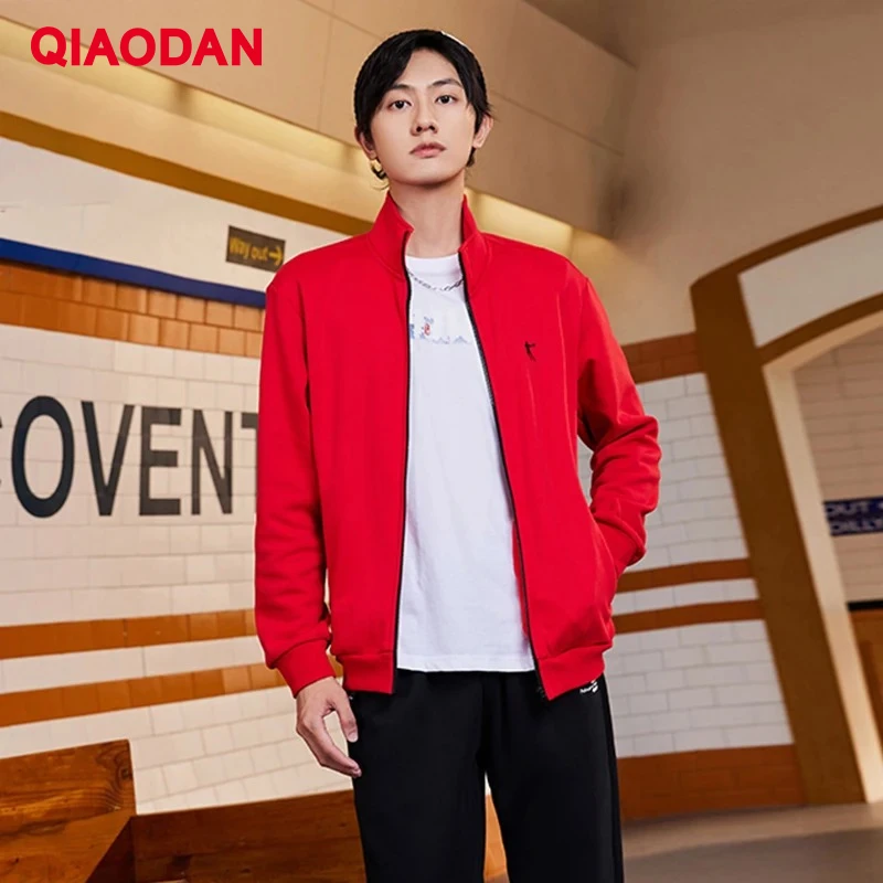 QIAODAN 스포츠 자켓 남성 2026 느슨한 긴 소매 니트 카디건 탑 남성 따..