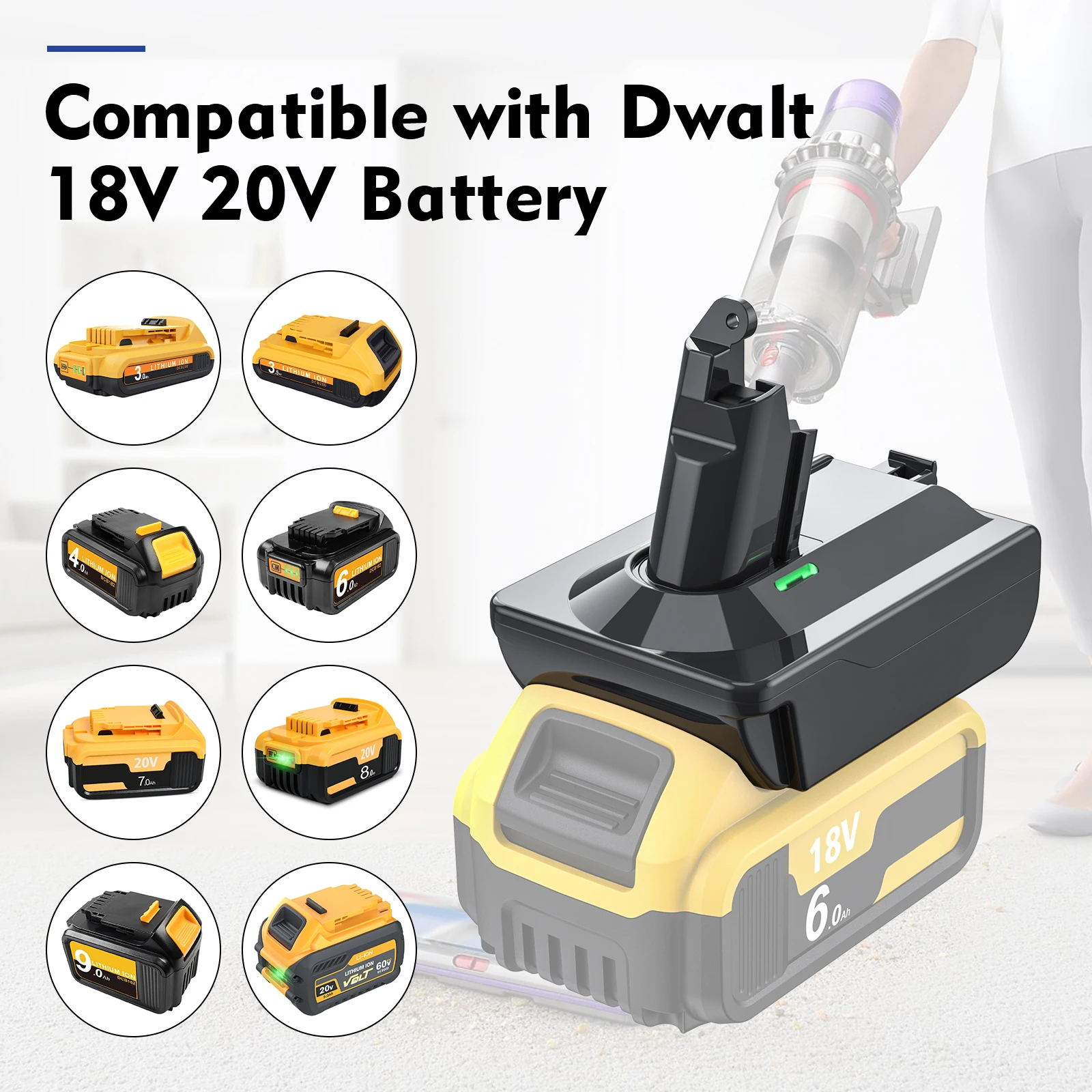 마키타 디월트 밀워케용 어댑터, 18V 리튬 배터리 변환기, 다이슨 V6 V7 V8 시리즈 진공 청소기 도구 DC58 SV11 SV10