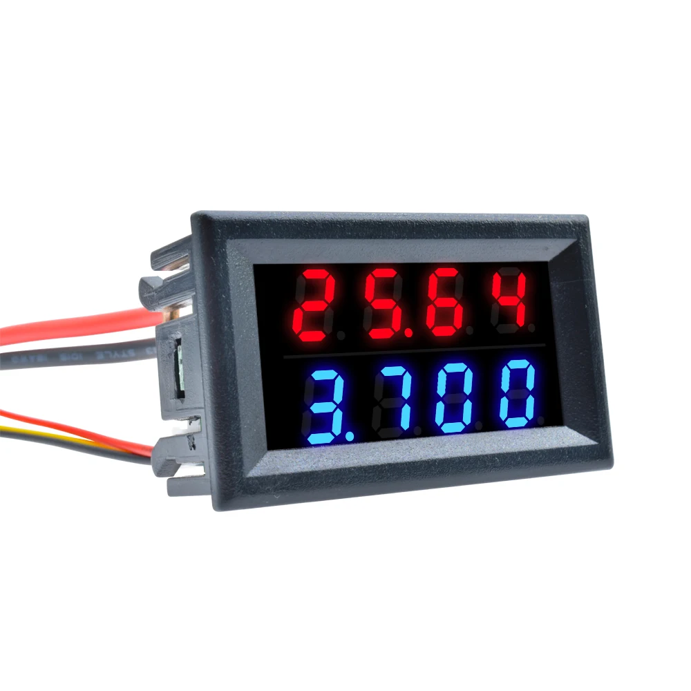 DC 100V 200V 10A 0.28" Mini Digital Voltmeter Ammeter 4 Bit 5 Wires Voltage Current Meter Tester Blue Red Dual LED Display