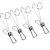 4pcs Stainless Steel Binder Clips with Hook Metal Hanger Clothespins for Hanging Outdoor Kitchen Office 2
