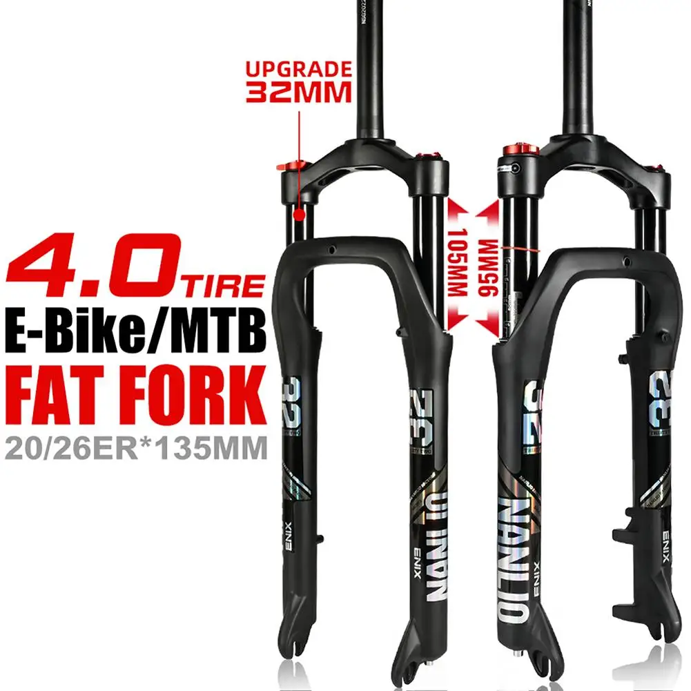 

20/26 Inch Mountain Snow Bike Front Fork Aluminum Alloy 4.0" Tire 135mm Mtb Bicycle Fat Forks