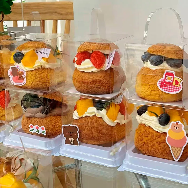 Transparent Cake Packing Boxes with Handle, High-Capacity Clear Cupcake Pastry Gift Wra... - SKU TCPB0827 - UGI Packaging