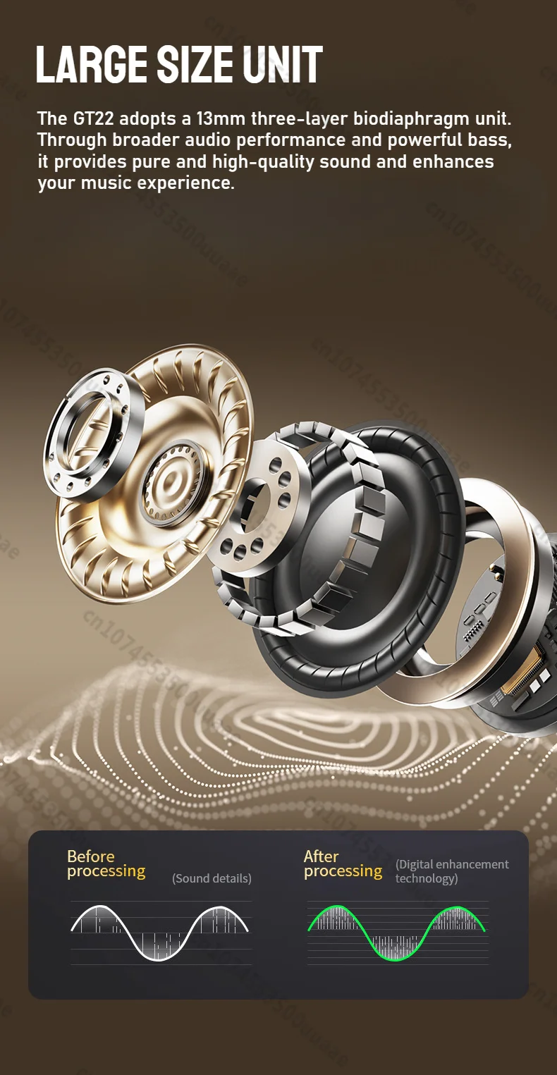 Monster AuraFit GT22 -35dB Active Noise Cancelling Earbuds 360° Stereo Wireless Bluetooth Headphone ANC Bluetooth 5.3 Earphone