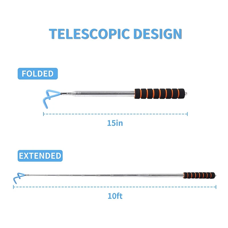 Disc Golf Retriever Disc Golf Grabber 10 Feet Portable Telescoping Pole With Durable Hook For Outdoor Flying Disc 3