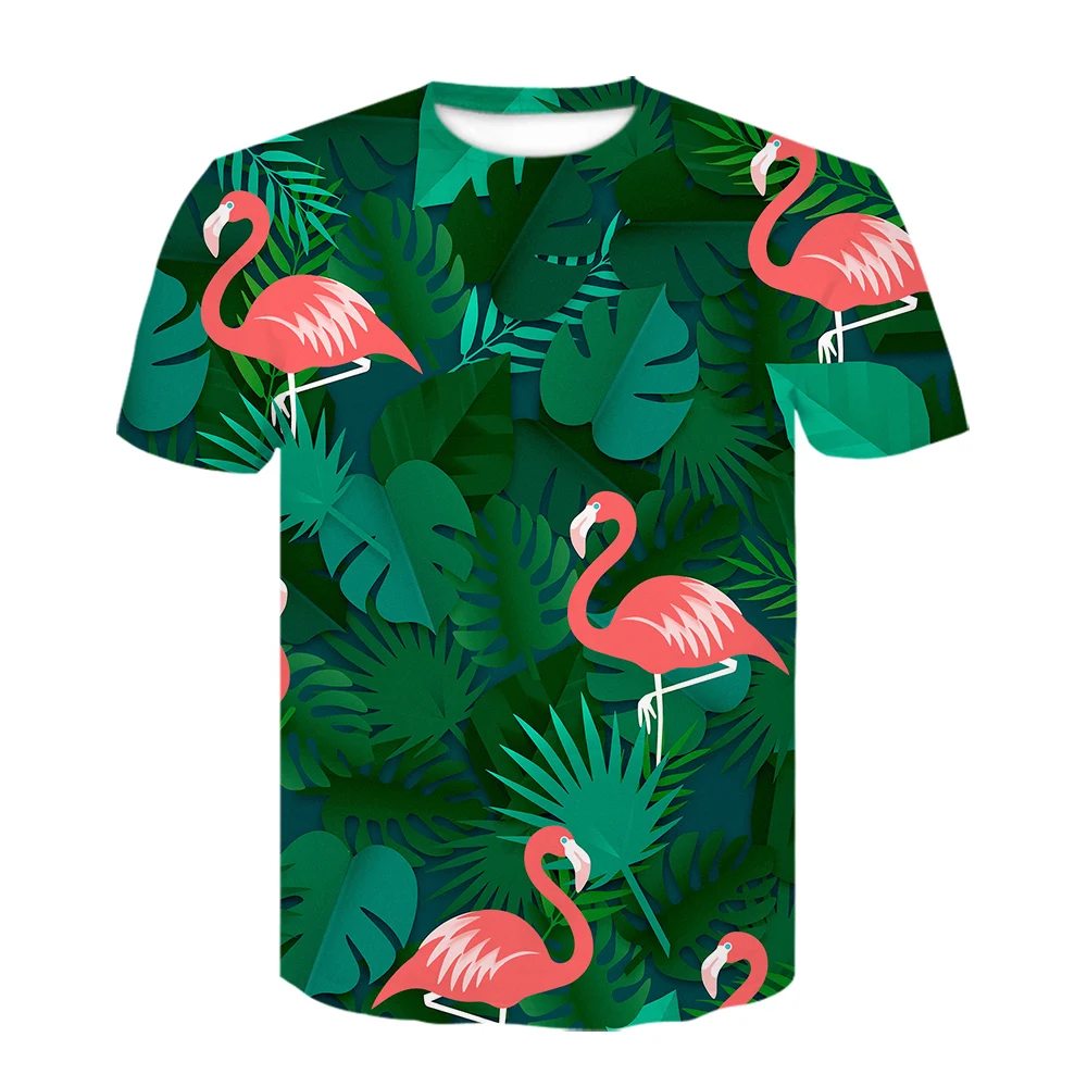 Flamingo Print T Shirt Men Women Summer Short Sleeve Beach Tshirts Boy