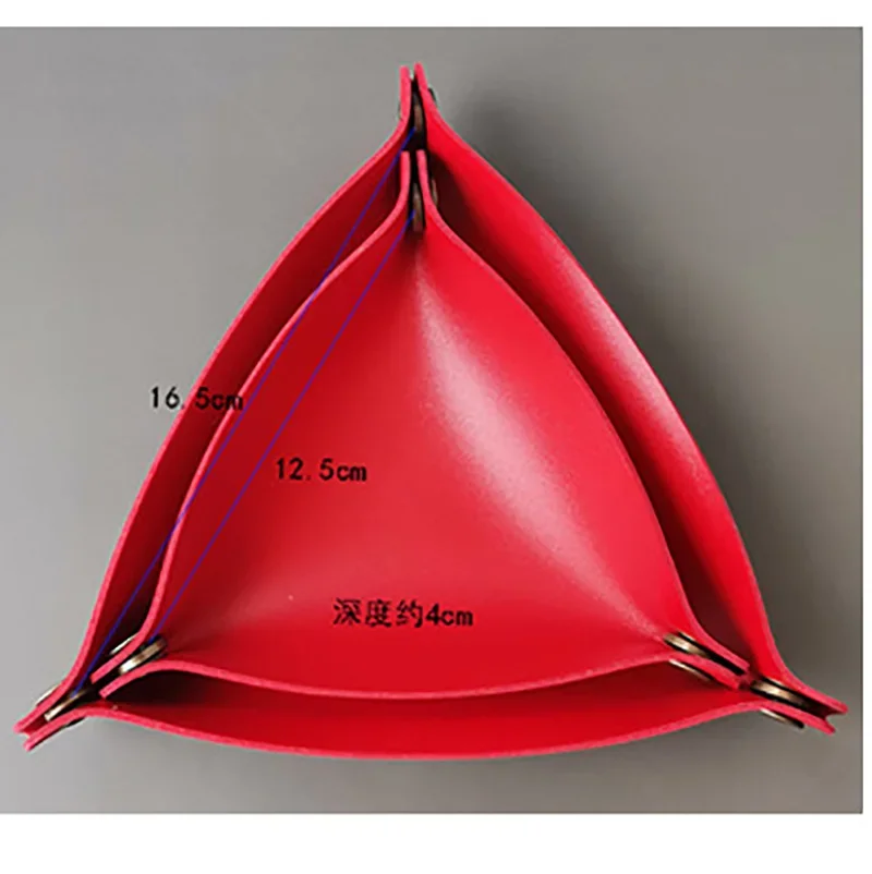 Dice Tray 14 Colors PU Leather Folding Triangle Dice Tray Portable Box Board Games Dice Storage 12.5cm