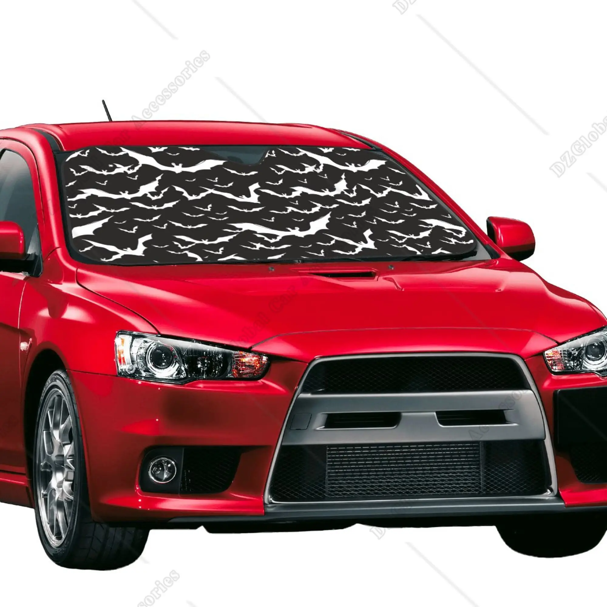 Halloween Cool Goth Gothic Bat Black and White Windshield Sun Shade Front Protector Folding Car Sun Visor Blocks Uv Rays Cool