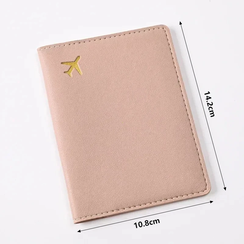 PU Leather Solid Color Passport Holder Women Men Passport Cover Flight Ticket Clip Multifunctional Passport Wallet Id Holder