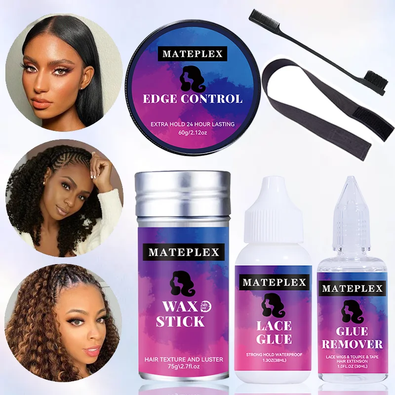 

Lace Wig Glue Waterproof Hair Glue Strong Hold Wig Adhesive+Wax Stick For Wigs Non-greasy Styling Wax Edge Control Gel For Women