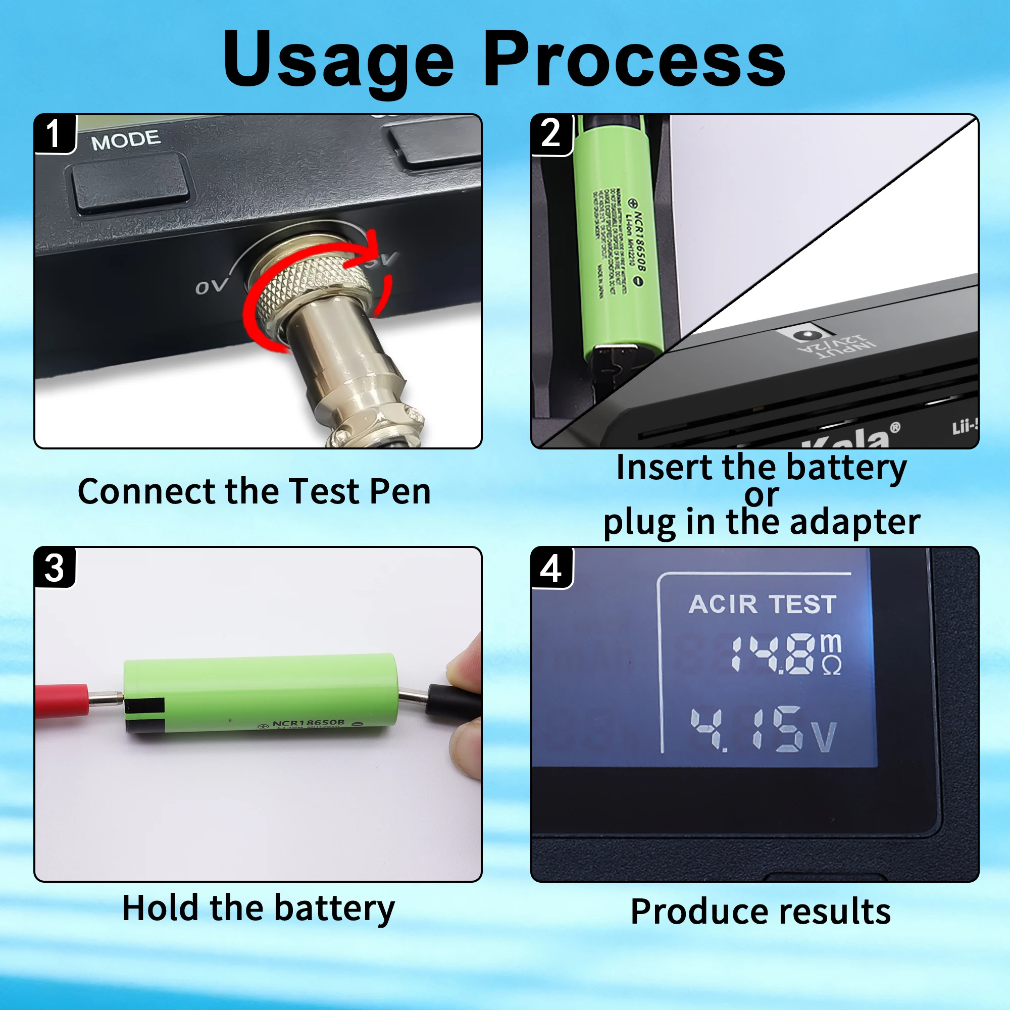 Caricabatterie, LiitoKala Lii-500 Pro, per batterie al litio 18650 26650 21700, Ni-MH Ni-CD, Display, Test di capacità, Spina EU - immagine 3