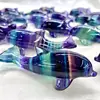 8cm Natural Rainbow Fluorite Dolphin Crystal Stone Hand Carved Animal Figurine Healing Crafts Home Decoration As Gift 1pc 4