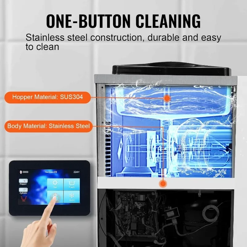 VEVOR Commercial Ice Cream Maker, 10-20L/H Yield, 1000W Countertop Soft Serve Machine with 4.5L Hopper 1.6L Cylinder Touch 4