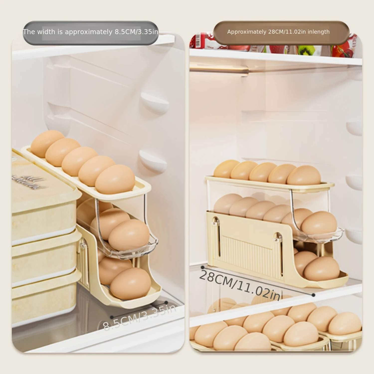 17-Egg Three-Tier Large Capacity Egg Organizer-Freely Removable, Easy to Clean, and Space-Saving Refrigerator Side Door Solut
