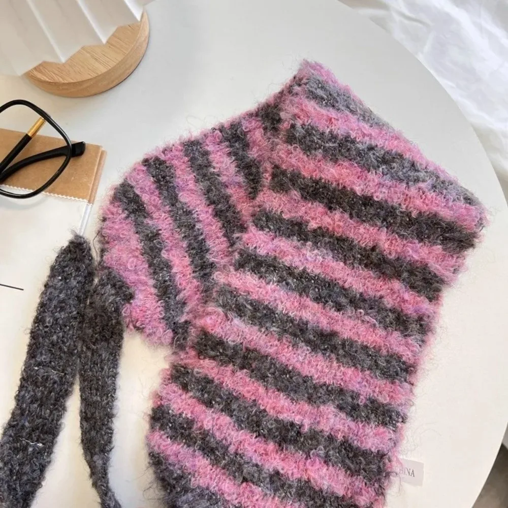 Wool Knitted Stripe Scarf Shawl Winter Wear