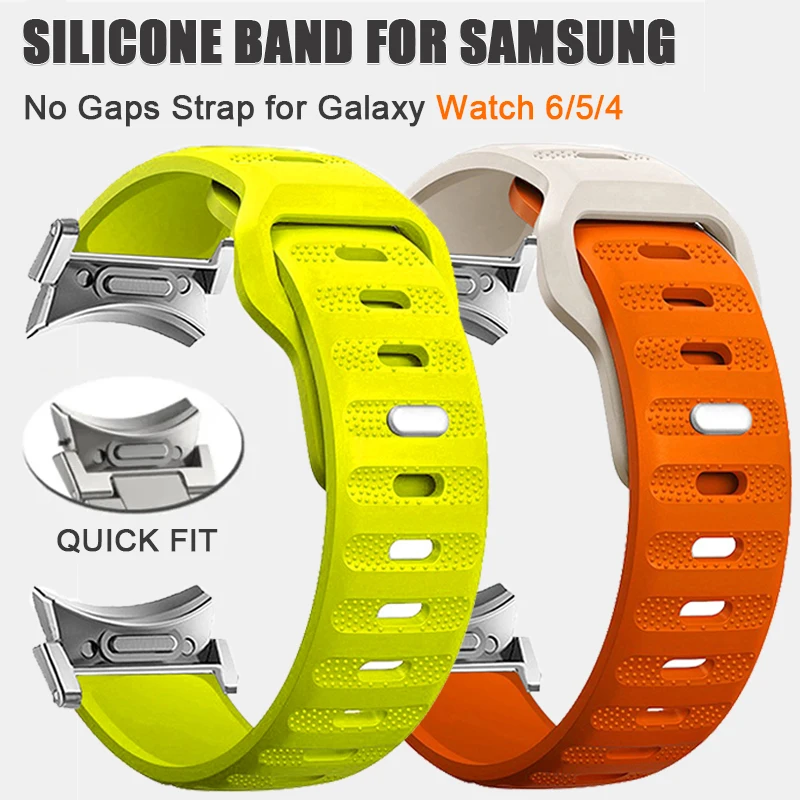 

Silicone Strap for Samsung Galaxy Watch 6/5/4 40mm 44mm 5Pro 45mm No Gaps Sport Band Galaxy Watch 6/4 Classic 43 47mm 42 46mm