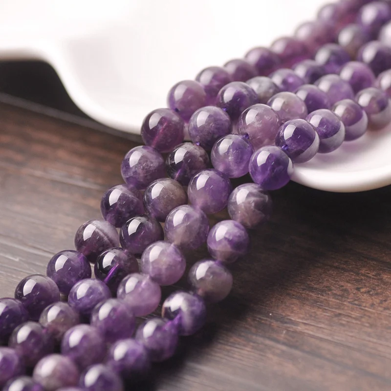 

10~50pcs Round Natural Amethyst Stone Rock 4mm 6mm 8mm 10mm 12mm Loose Beads for Jewelry Making DIY Bracelet