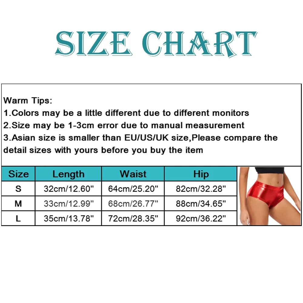 Women Solid Color Shinny Metallic Briefs Cheer Shorts Rave Pole Dance Bottoms Clubwear Shinny Panties Music Festival Underwear