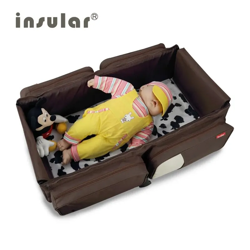2 in 1 Messenger Diaper Bag Movement Baby Bed Travelling Changing Bags Fold Baby Bed Mummy Maternity Nappy Nursing Backpack 2