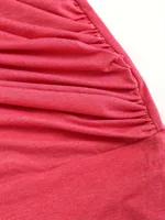 European and American fashion women's lettuce pleated chain decoration V-neck plus size T-shirt - Image 4