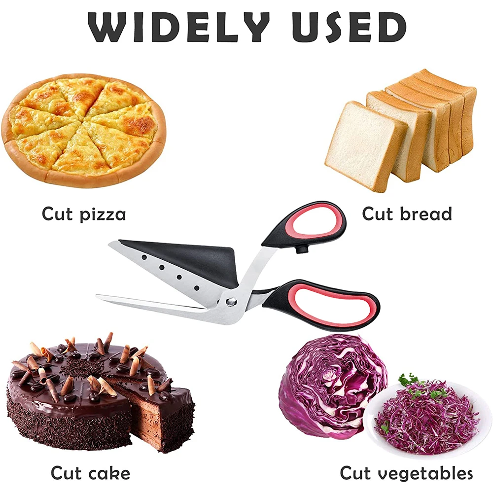 Stainless Steel Pizza Scissors, Easy Cutting Pizza Spatula, Slicer Tools with Ultra Sharp Detachable Blade