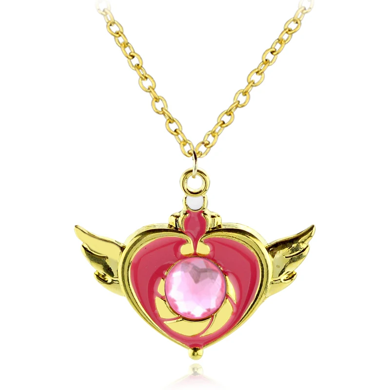 

Anime Sailor Moon Crystal Pendant Necklace For Women Girls Wing Heart Chocker Necklace Fashion Party Cosplay Jewelry Gifts