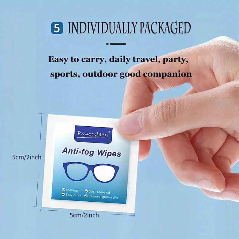 100PCS Disposable Eyeglass Cleaning Pads Traceless Quick Drying Anti-fog Glasses Wipes Dust Removal Remove Oil