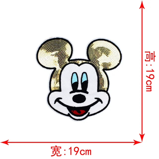Disney Sequins Clothing Patch Mickey Minnie Mouse Patches Cartoon Sew Clothes Patch for T-shirt Coat DIY Decoration Women Gift Pink