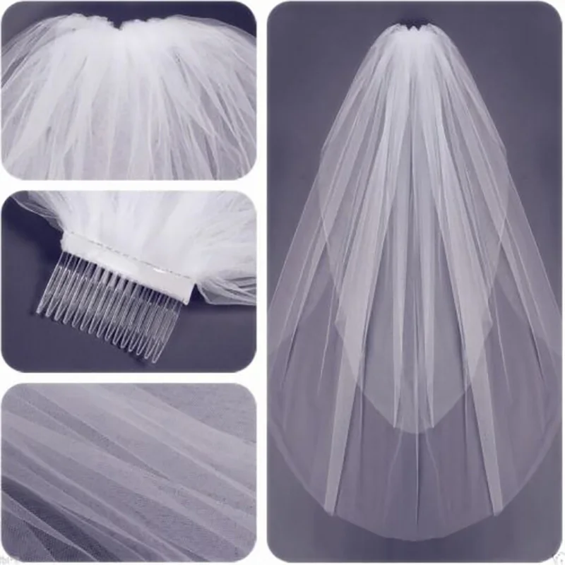 Wedding Accessories Short Simple Wedding Veil White Ivory Two Layer Bridal Veil With Comb Cheap Wedding Veil свадьба аксессуары