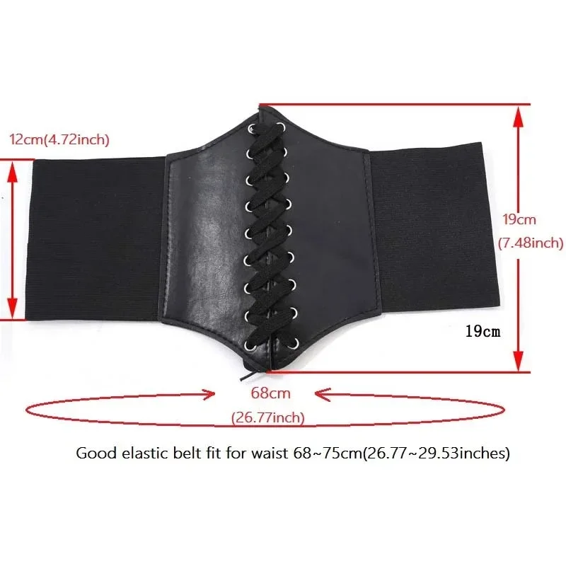 Women Elastic Wide Corset Belts Faux Leather Slimming Shaping Girdle Belt Tight High Waist Versatile for Daily Bustier Corsets - Image 2