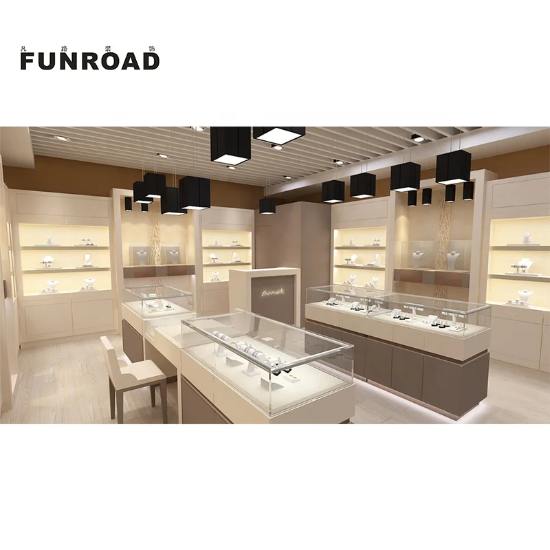 

custom.Luxury and Elegent white wooden Jewelry Display showcase