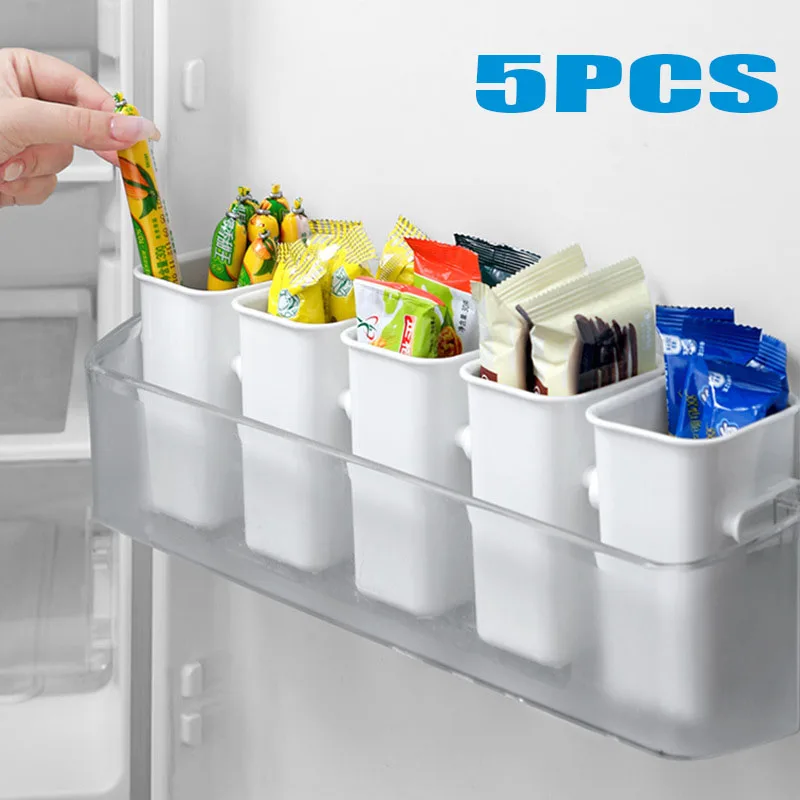 

5Pcs Refrigerator Side Door Storage Boxs Buckle Separate Food Fresh Fridge Organizer Case Kitchen Food Drain Basket Holder