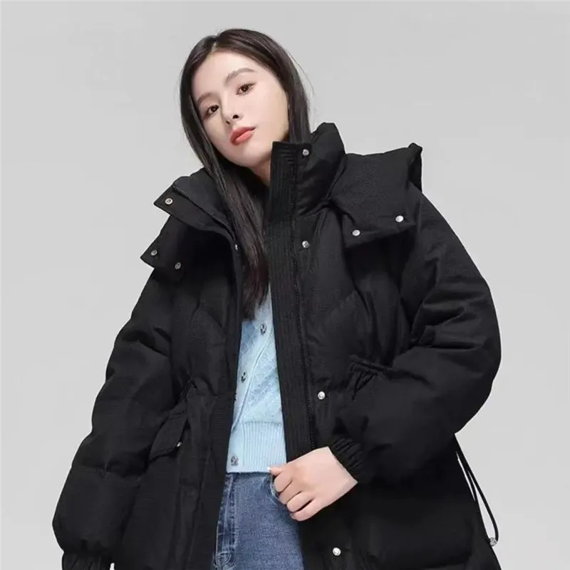 

New Fashion Mid-Length Down Padded Jacket Women Winter Parkas Korean Thick Warm Cotton Clothes Female Loose Overcoat Tide B025