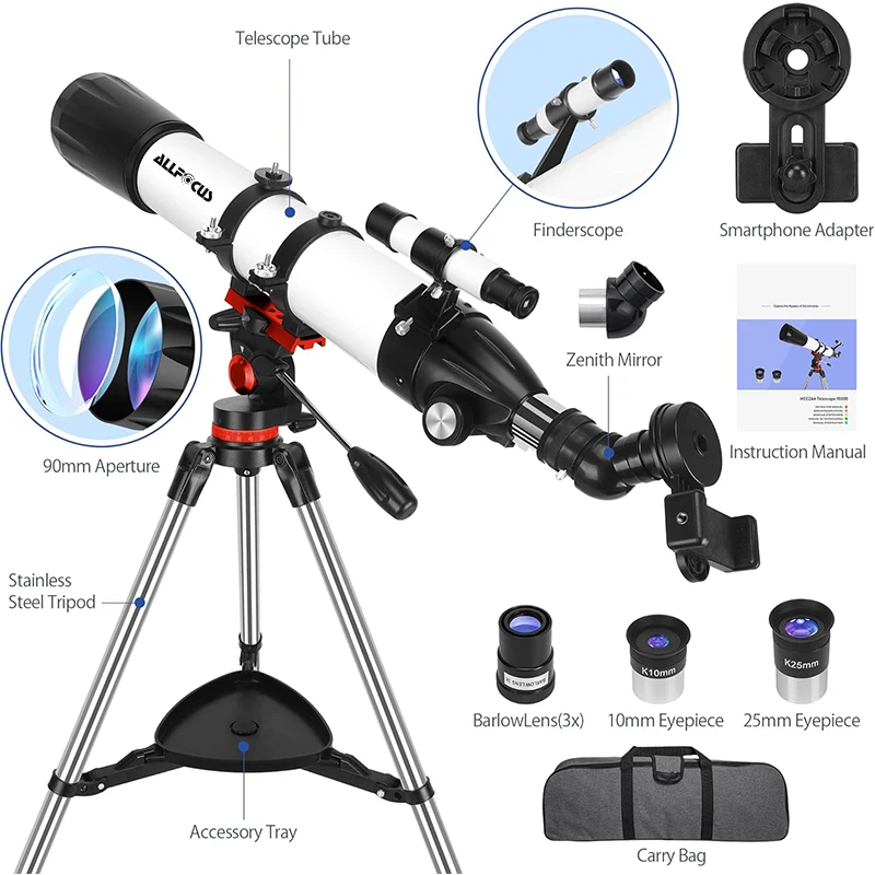 Hetekan Telescope, Telescope For Kids Beginners,70mm Aperture 400mm AZ Mount Telescopes For