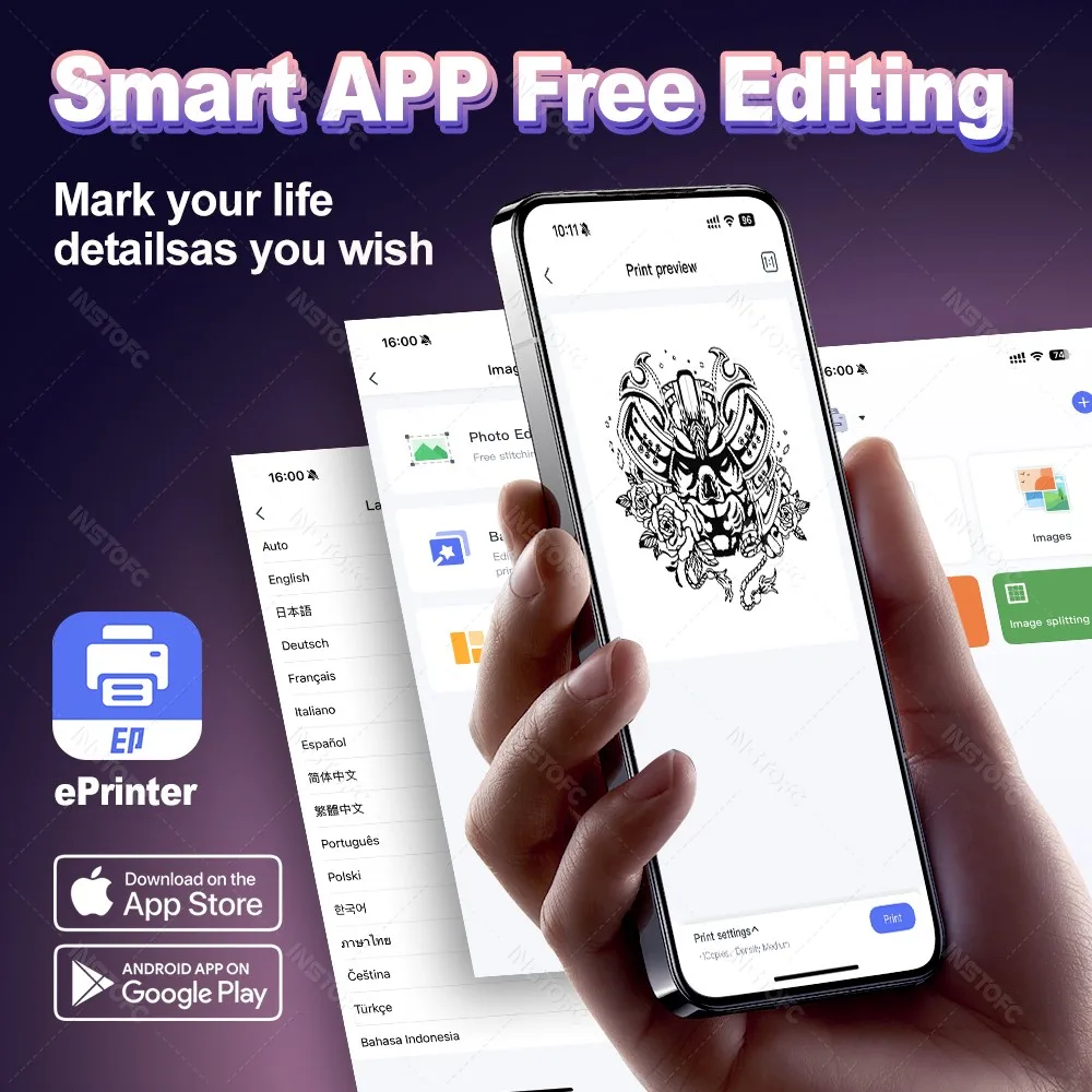 80mm Tattoo Stencil Printer Thermal Tattoo Printer with 3inch Transfer Paper Wireless Bluetooth Mini Portable Printer DIY Artist