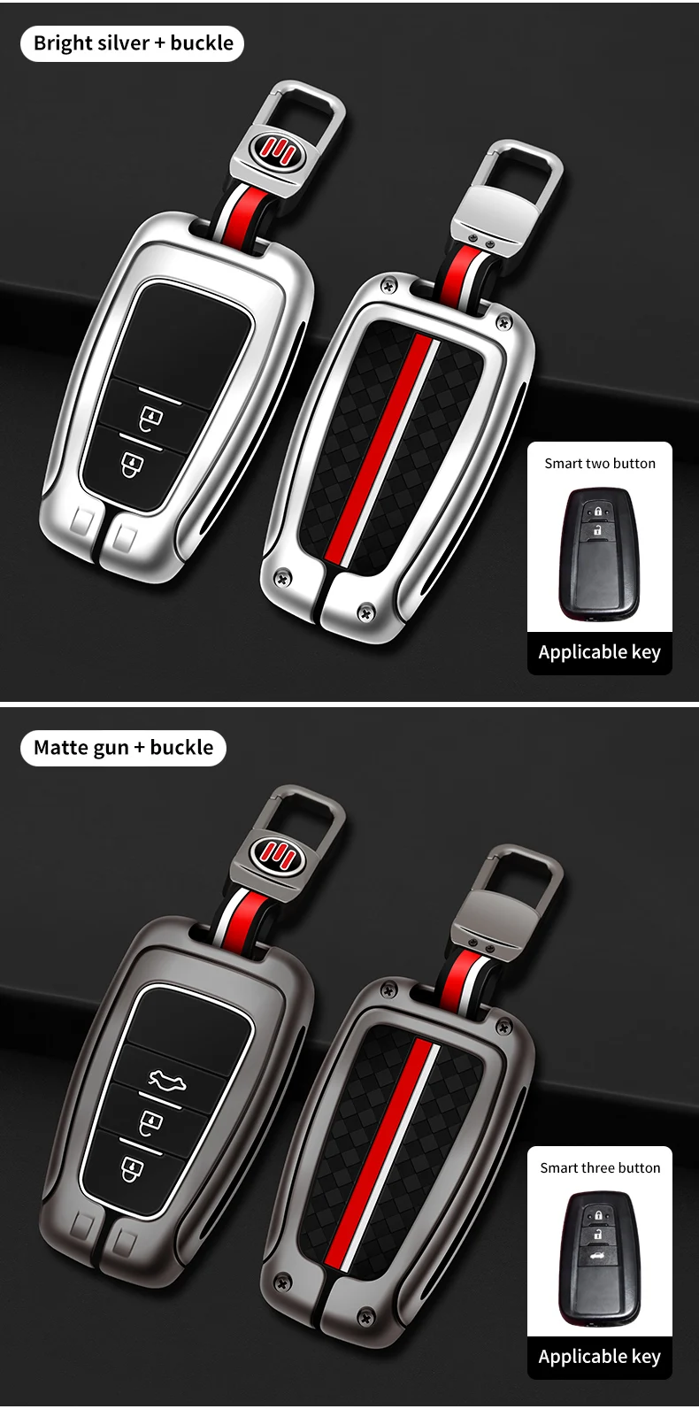 Zinc Alloy Car Remote Key Case Cover Shell Fob For Toyota Corolla Prius Camry CHR C-HR RAV4 Altis Land Cruiser Prado Accessories - S29c7ad01a7b6476897dbf4b2388feecdg