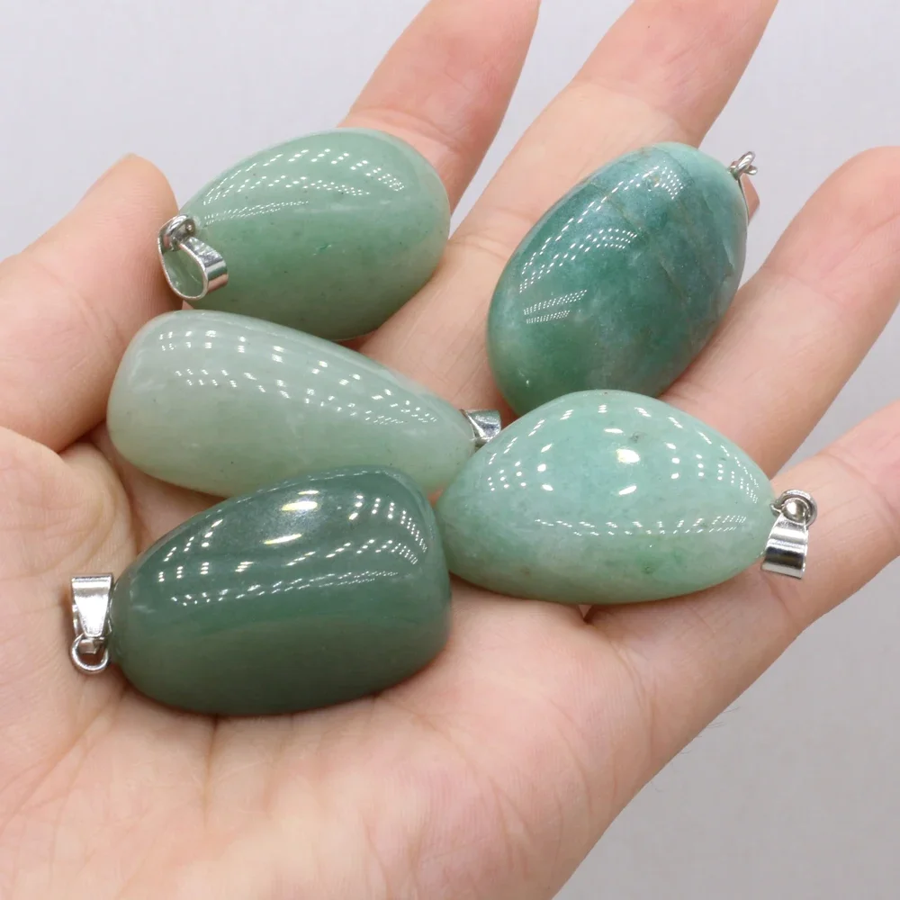 

*Natural Stone Crystal Pendants Polished Green Jades Charms for Trendy Jewelry Making DIY Women Necklace Earring Gifts
