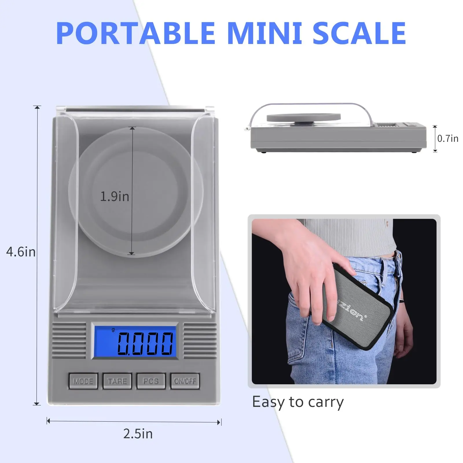 Milligram Scale 50g/ 0.001g, mg Scale, Jewelry Scale with LCD Backlit, Tare, Digital Milligram Micro
