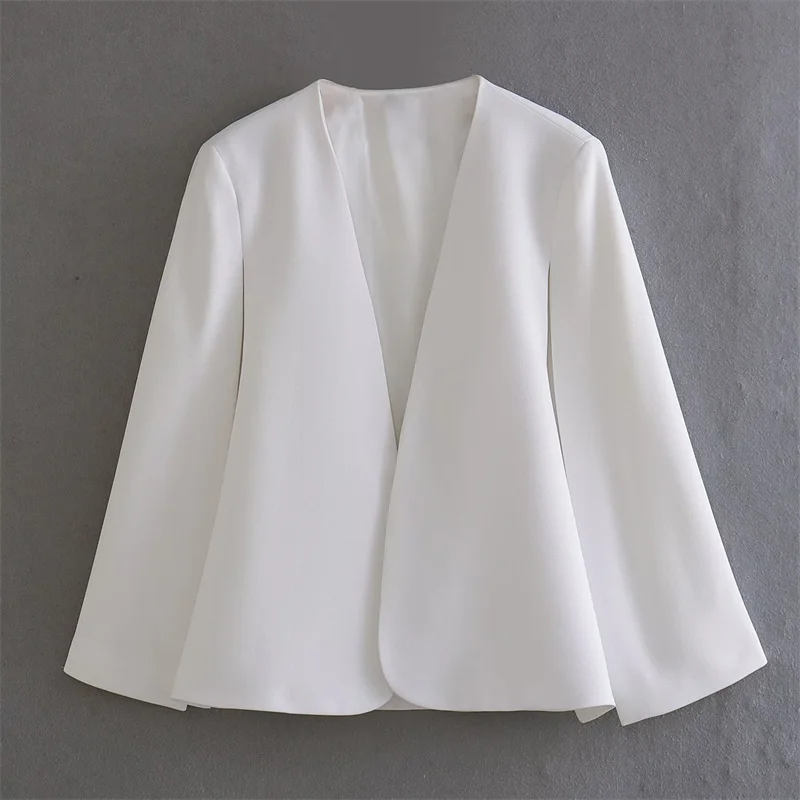 

Woman Elegant White Loose Cloak Sleeves Blazer 2023 Spring Female Solid High Street Outwear Ladies Fashion Event Blazers