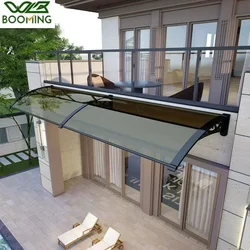 Awning Canopy Aluminum Alloy PC Board Canopy Rain and UV Protection Large Sink Silent Eaves Awning Pergola Aluminium
