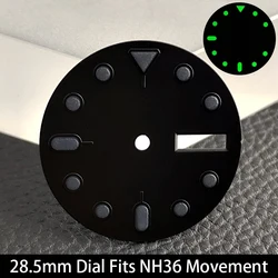 Green Luminous Mechanical Watch Dial - 28.5mm - NH36 No logo (3 Black Nail)